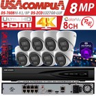 Hikvision 4K 8Ch 8 PoE Nvr ColorVu Home Security Ip Camera Cctv System lot