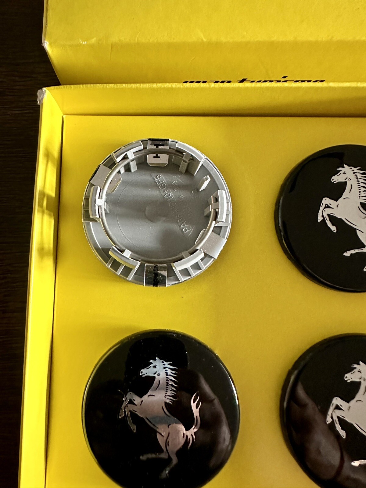 Ferrari OEM Wheel Center Caps 4pc Set Genuine Black P/n 70004869 