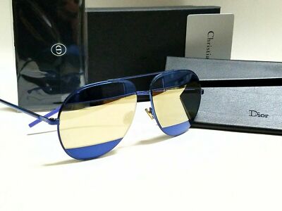 Dior Womens Split 1 Aviator Sunglasses 0103J Silver Blue Grey Silver Glasses Dior Womens Split 1 Aviator Sunglasses 0103J Silver Blue  main image 3