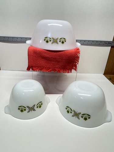 Vtg 3-Piece Set Anchor Hocking Fire King Nesting Mixing Bowls Meadow Green - Picture 6 of 15