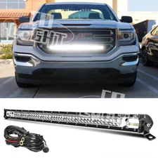 For 14-18 GMC Sierra Behind Grille 300W 30"/32"Inch LED Work Light Bar & Wiring