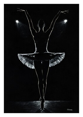 Secret Rehearsal - Signierter Fine Art Giclée Druck. Ballerina Tutu Schwanensee Bühne