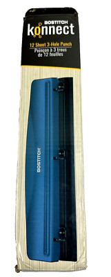 Bostitch Office 3 Hole Punch, 12 Sheet Capacity, Metal, Rubber Base Box Wear