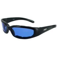 Global Vision Chicago Padded Riding Glasses (Black Frame/Blue Lens)