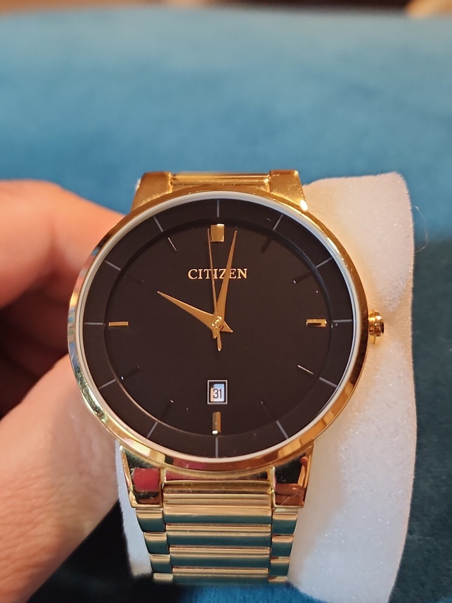 CITIZEN 腕時計メンズ Bl5012-53E Citizen Quartz Black Dial Yellow Gold-tone Men's Watch BI5012-53E