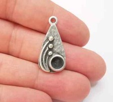 Drop with Buds Pendant Bezel, Resin Blank, inlay Mounting, Mosaic Frame Cabochon
