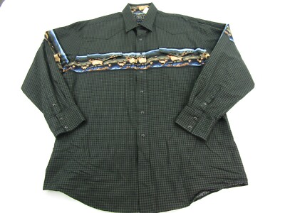 Roper Long Sleeve Shirt Mens XL Western Pearl Snap Button Down Deer Buck Pockets