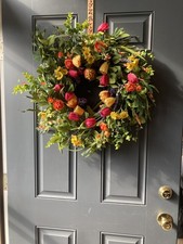 24 Inch Tulip Wreath Front Door Spring Summer Floral Decor Wall Porch Eucalyptus