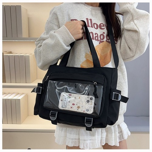 Solid Color Shoulder Bag Large Capacity Messenger Bag Student Women Girl - Picture 10 of 12