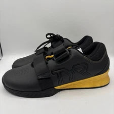 TYR L-1 Lifter Shoes Mens Size 12 Black Gold Weightlifting Gym Sneakers