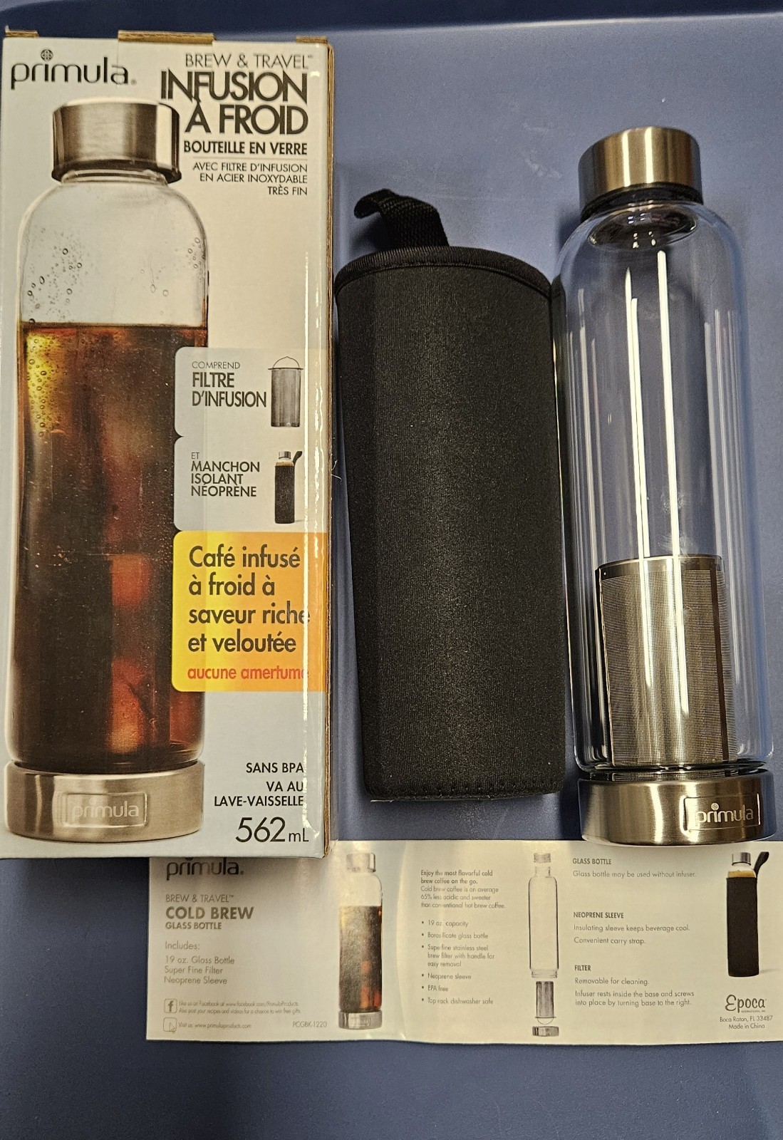Primula PCGBK-1220 19 oz Clear Cold Brew Travel Coffee Maker