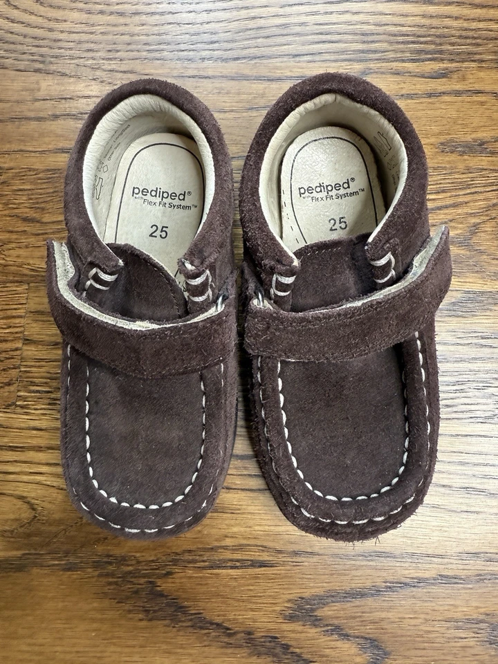 Pediped Flex Toddler Brown Suede Moccasin Style Boots Strap 25 (8.5) - Image 2 of 4