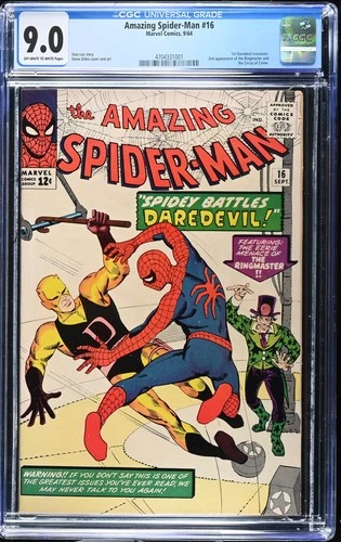 Amazing Spider-Man #16 - Marvel Comics 1964 CGC 9.0 1st Daredevil crossover. 2nd