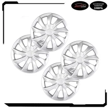 4PC 15 Inch Black & Silver Universal Wheel Hub Caps Full Set Wheel Cover Durable