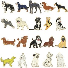 Dog Charms Pendants -20pcs  Pet Dog Alloy Enamel Jewelry Making Pendants Bulk