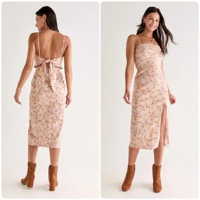Francescas Trixxi Brooke Floral Bow Back Midi Dress Large NWT Boho Chic Cottage