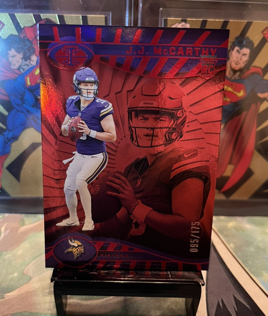 2024 J.J. McCarthy Panini Illusions Red Trophy Collection RC #100 Ser# /175 29A