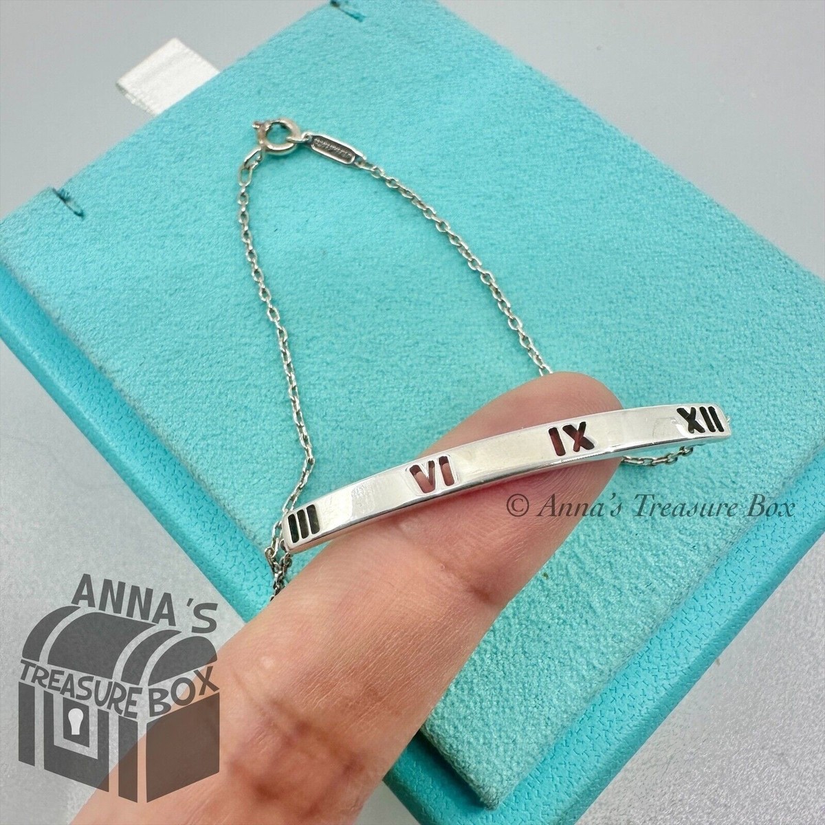 Tiffany & Co. 925 Silver Atlas Numeral Pierced ID Bar 7.5