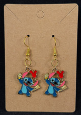 Disney Inspired - Stitch - Foodie - Earrings - Dangle - Gold Hooks - Handmade