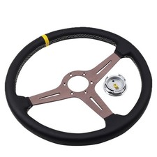 15 Inch Classic Titanium Chrome Steering Wheel Deep Corn Perforated Leather New