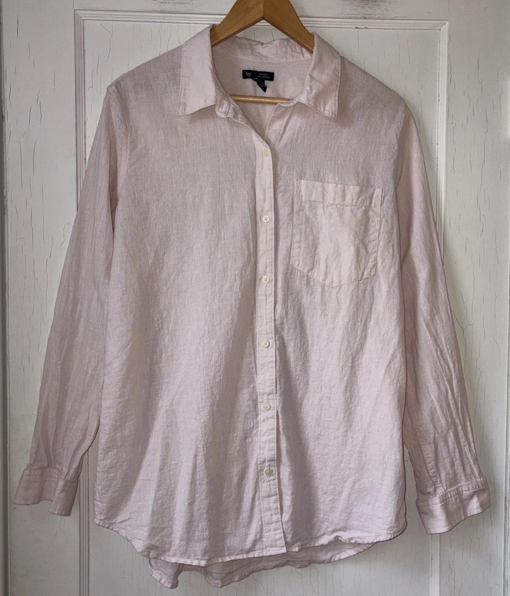 Chemise GAP En Coton Bleue Rayée – Femme Taille 8, Manches Longues, Boutonnage