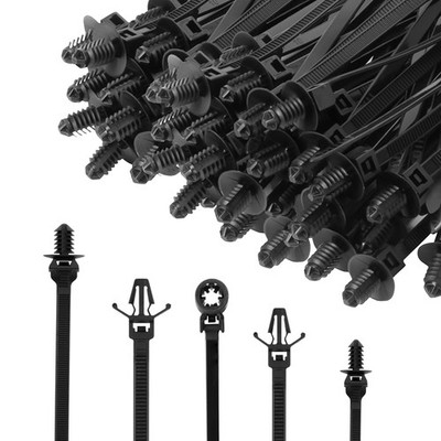 XINGO 210 PCS Universal Nylon Push Mount Zip Ties Assorted Sizes, Heavy Duty Nyl