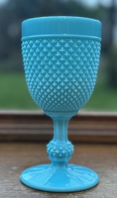 Vintage Türkis Blau Hobnail Milchglas Kelch / Vase - Mid Century