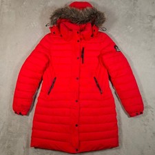 Superdry Parka Damen UK 12 rot lang wattiert ...