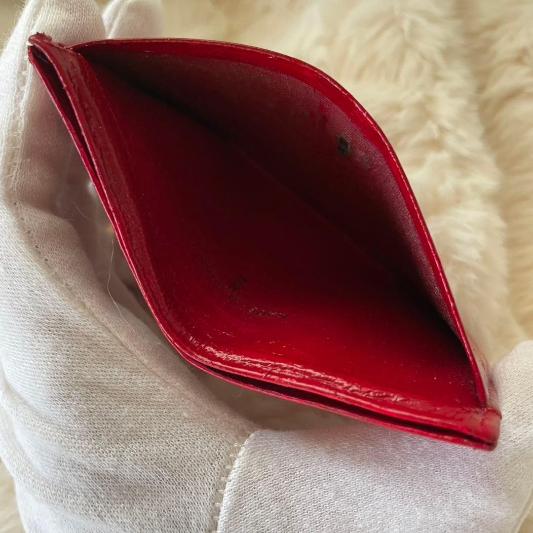 CHANEL Coco Mark Card Case Mini Wallet Red Leather Compact Used thumbnail 8