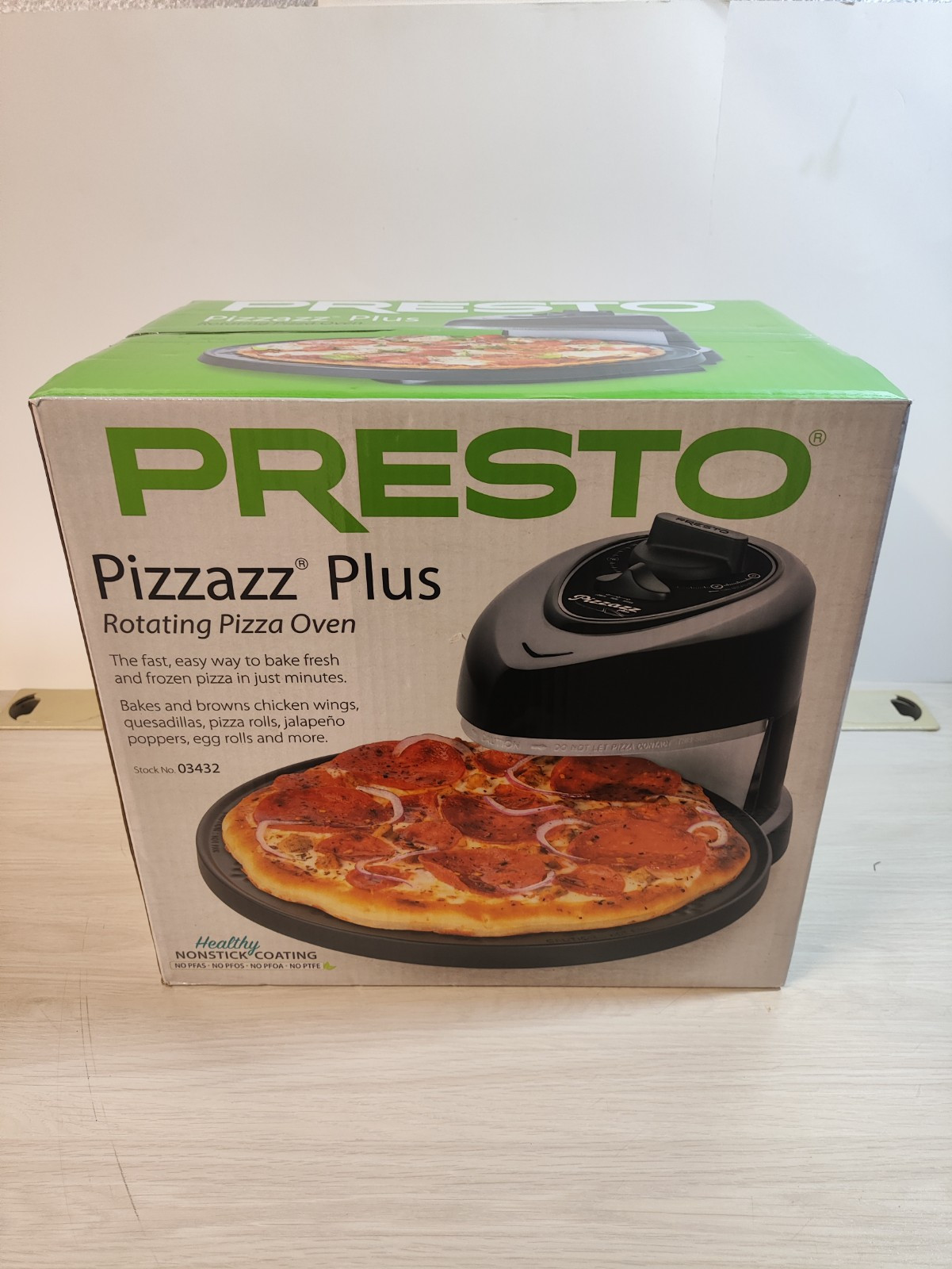 Presto Pizzazz Plus Rotating Black Pizza Oven 03430 New Model  
