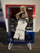 2025-26 Topps Chrome Basketball Red White Blue Refractor Anthony Edwards #151