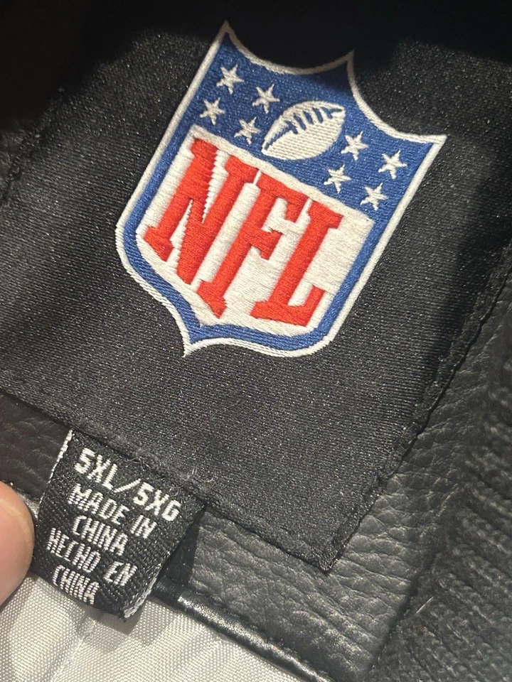 复古 Oakland Raiders GIII 皮革夹克成人 5 Xl 全拉链 AFC 90 年代 — 第 2/4 张图片