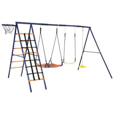 Swing Set with Stand 3 Swings for Kids Heavy Duty Metal A-Frame Outdoor Backyard