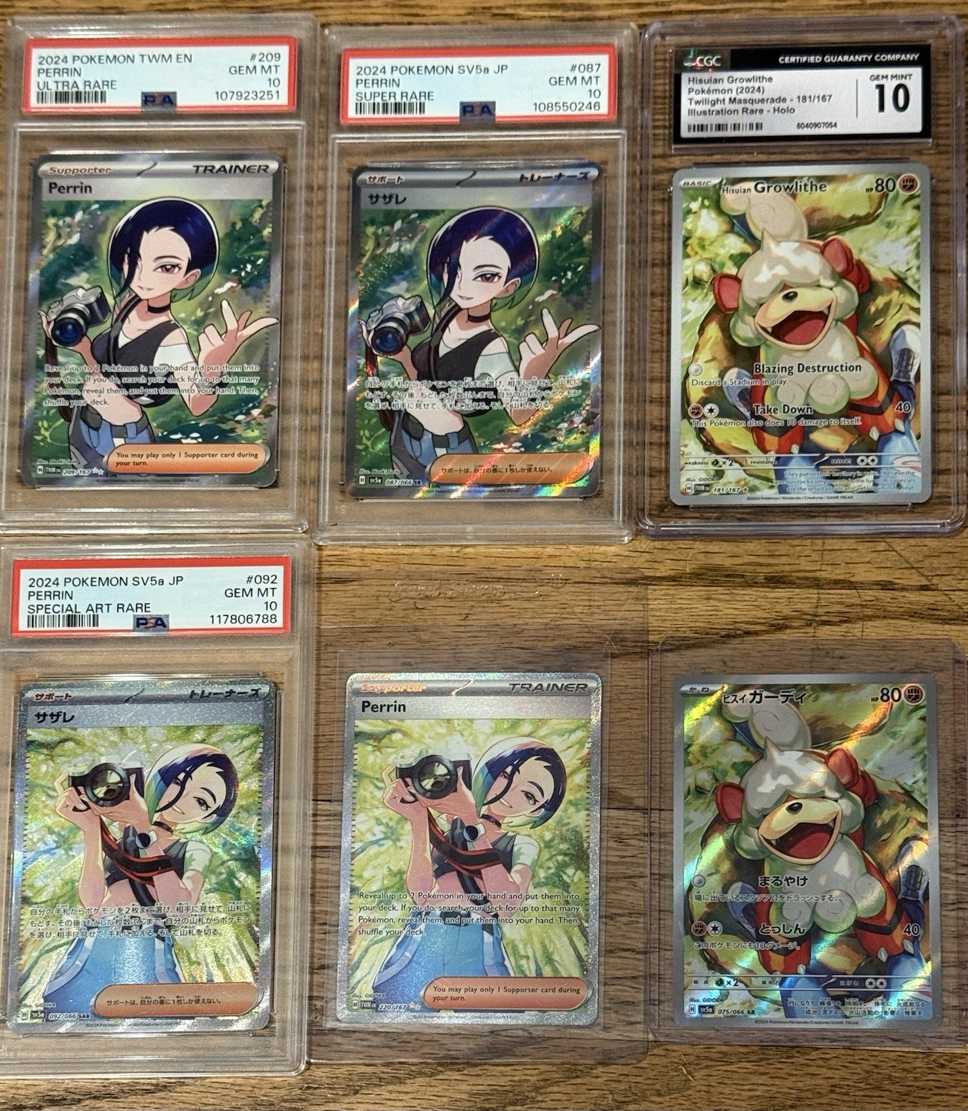 Perrin 220/167 Hisuian Growlithe 181/167 Twilight Masquerade Pokemon  PSA 10