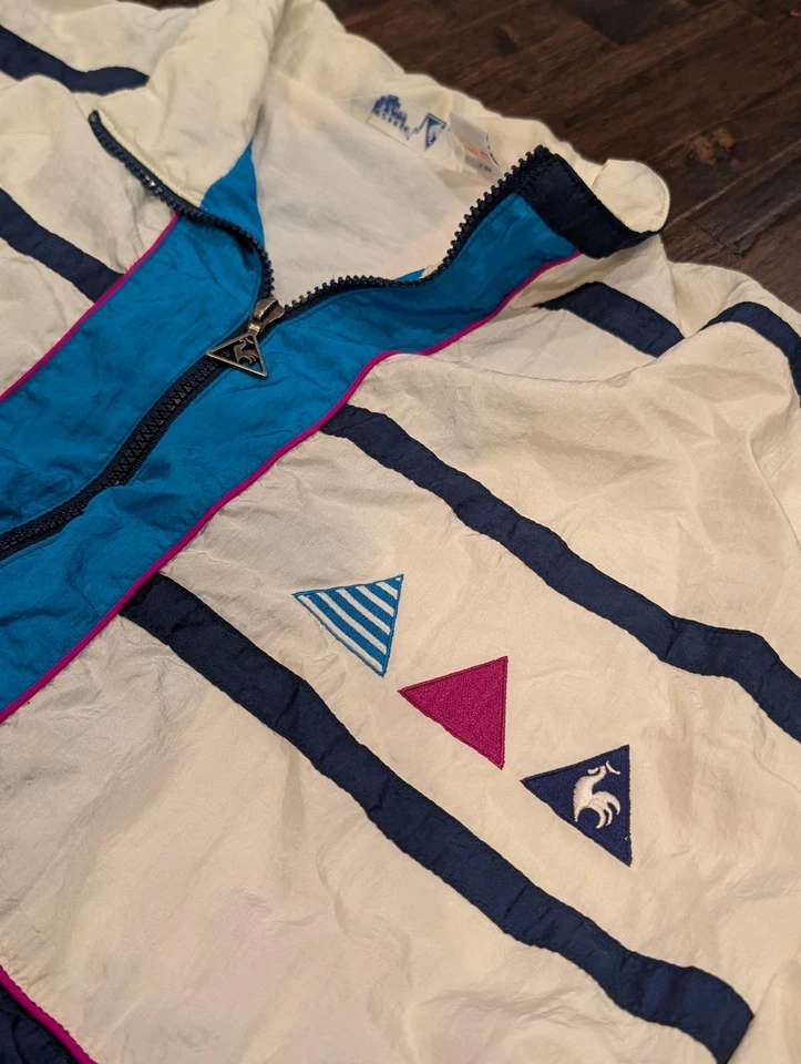 Chaqueta cortavientos vintage Le Coq Sportif para hombre grande de nailon bloques de colores años 90 Foto 4 de 4