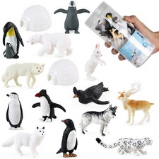 16 Pieces Realistic Arctic Animals Polar Animal Model for Collection Desktop