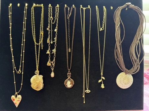 1928 Vintage Necklace Lot Mixed Costume Jewelry Gold Tone Beaded Estate Signed