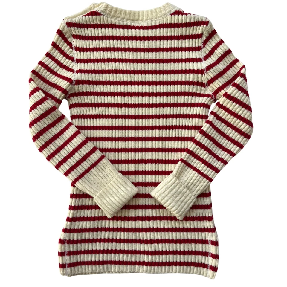 Suéter Christian Dior Paris Rojo Crema Rayas Tejido Botón Italia Talla 40 8-10 Lana Foto 3 de 4