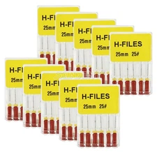 10-100 Packs Dental Endo Root Canal File H Files Stainless Steel Hand Use 25mm
