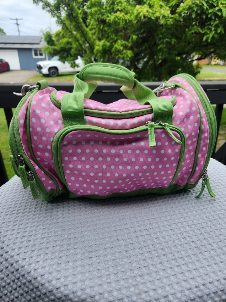Pottery Barn Kids Wheeled Luggage Suitcase W/ Carry On Pink Polka Dots* Read* - Image 2 of 4
