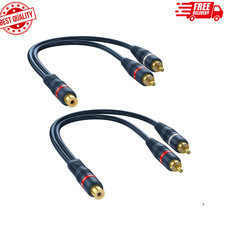 RCA Splitter 1 Female to 2 Male 2 Pack RCA Y Splitter RCA Audio Video Cable S...