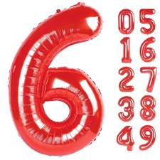 Red 6 Balloon,Foil Birthday Number Balloons,40 Inch Decorations Men Women Red