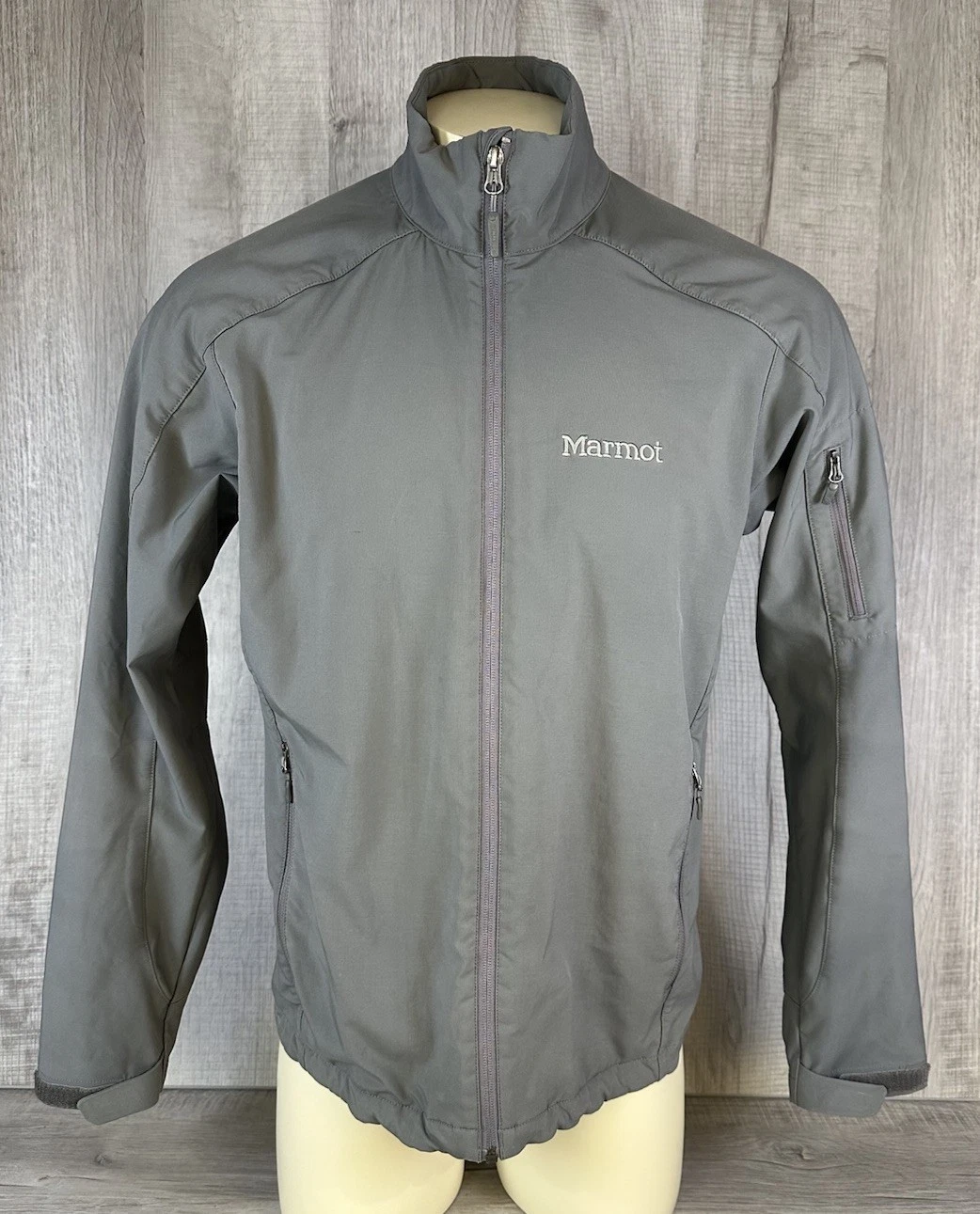 Marmot Jacket Gray Full Zip Lite Weight Coat Outdoors Windbreaker Mens Size M