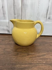 Vintage Yellow Ware Rustic Glazed Earthenware Ceramic Pitcher Farmhouse Decor