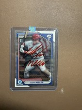 Aidan Miller Phillies IP Auto 2024 Bowman 1st Chrome Beckett Witness Red Ink