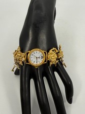 VTG Kirks Folly Rhinestone Charm Watch Gold Tone Stars Moon WATCH UNTESTED