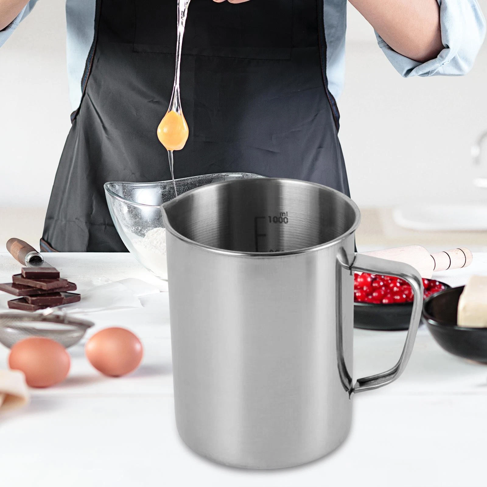 Stainless Steel Measuring Cup 34oz /1.0L Jug for Baking Latte Art Espresso