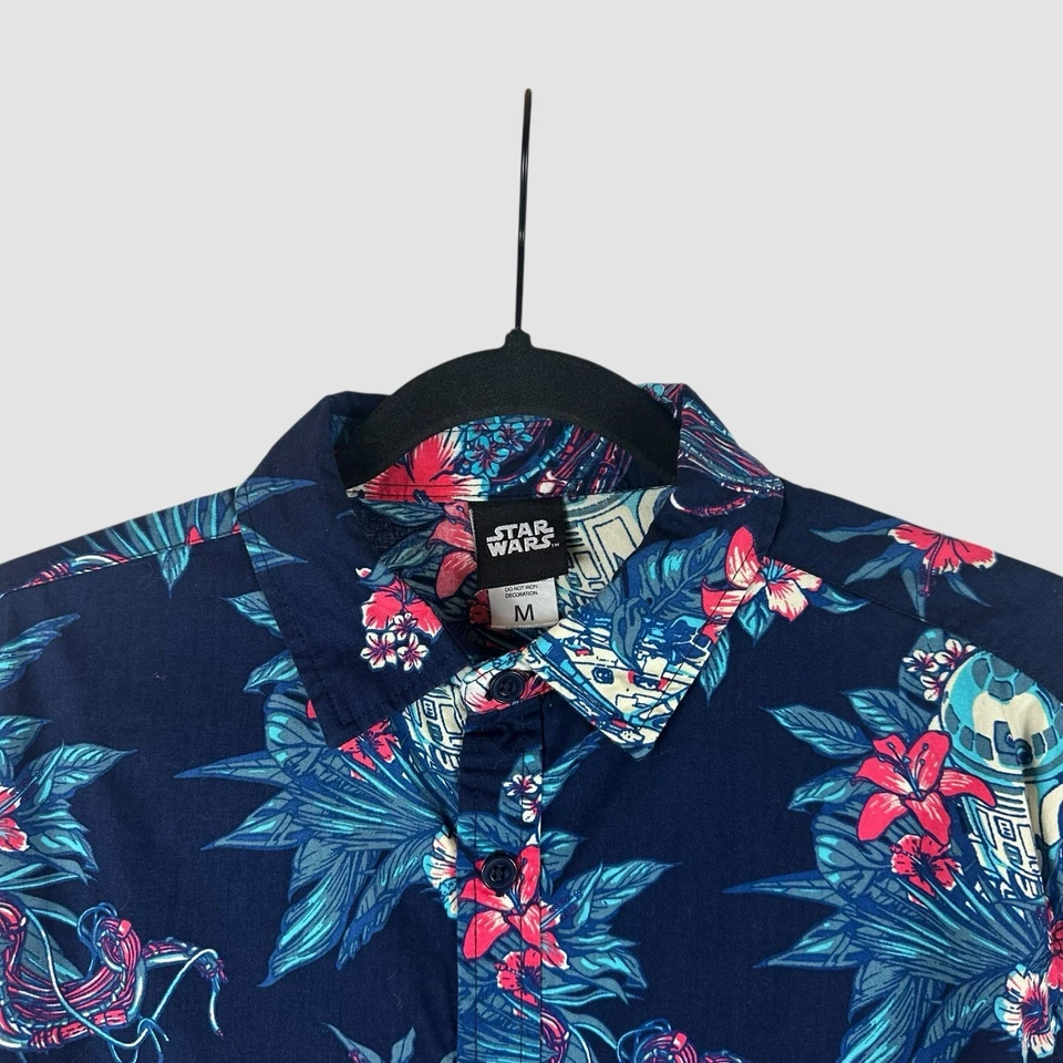 Camisa Starwars Para Hombre Mediana Aloha Hawaiana Estampado Floral Manga Corta Con Botones Foto 4 de 4