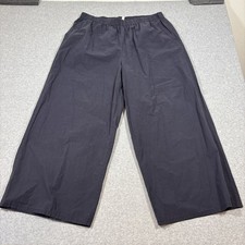 Eileen Fisher Sz XL Wide Leg Faded Blue Washed Organic Cotton Poplin Pant Basic