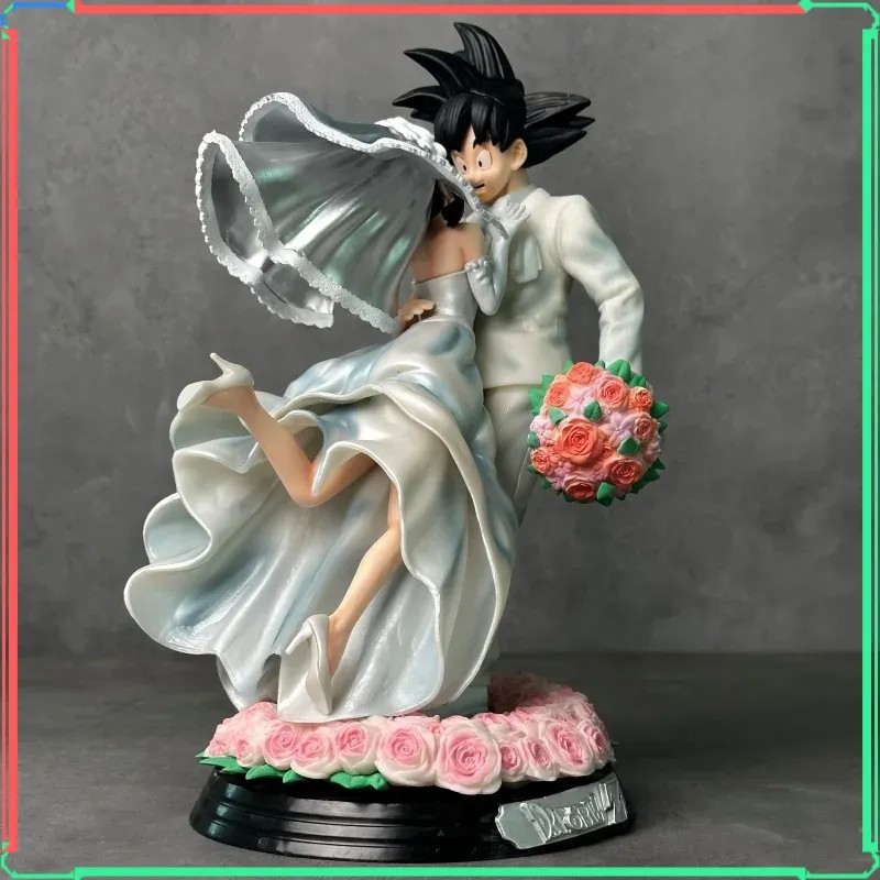 Figurine Dragon Ball Z de collection Goku et Chichi mariage en PVC 31 cm haute finition